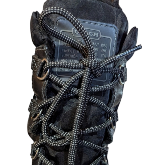 Coach Shaine Water Resistant Snow Boots size 7.5 Black Signature Print Preppy - Picture 4 of 9